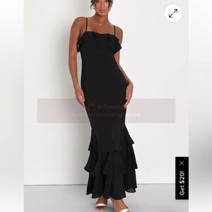 Lulu's Black Ruffle Maxi Dress
